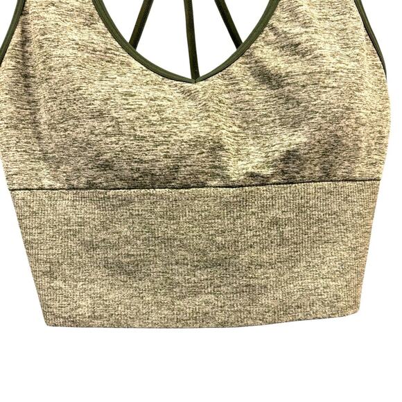 PINK Sport Victoria Secret Heather Gray and Green Strappy Sports Bra, Sz Medium - Picture 3 of 9